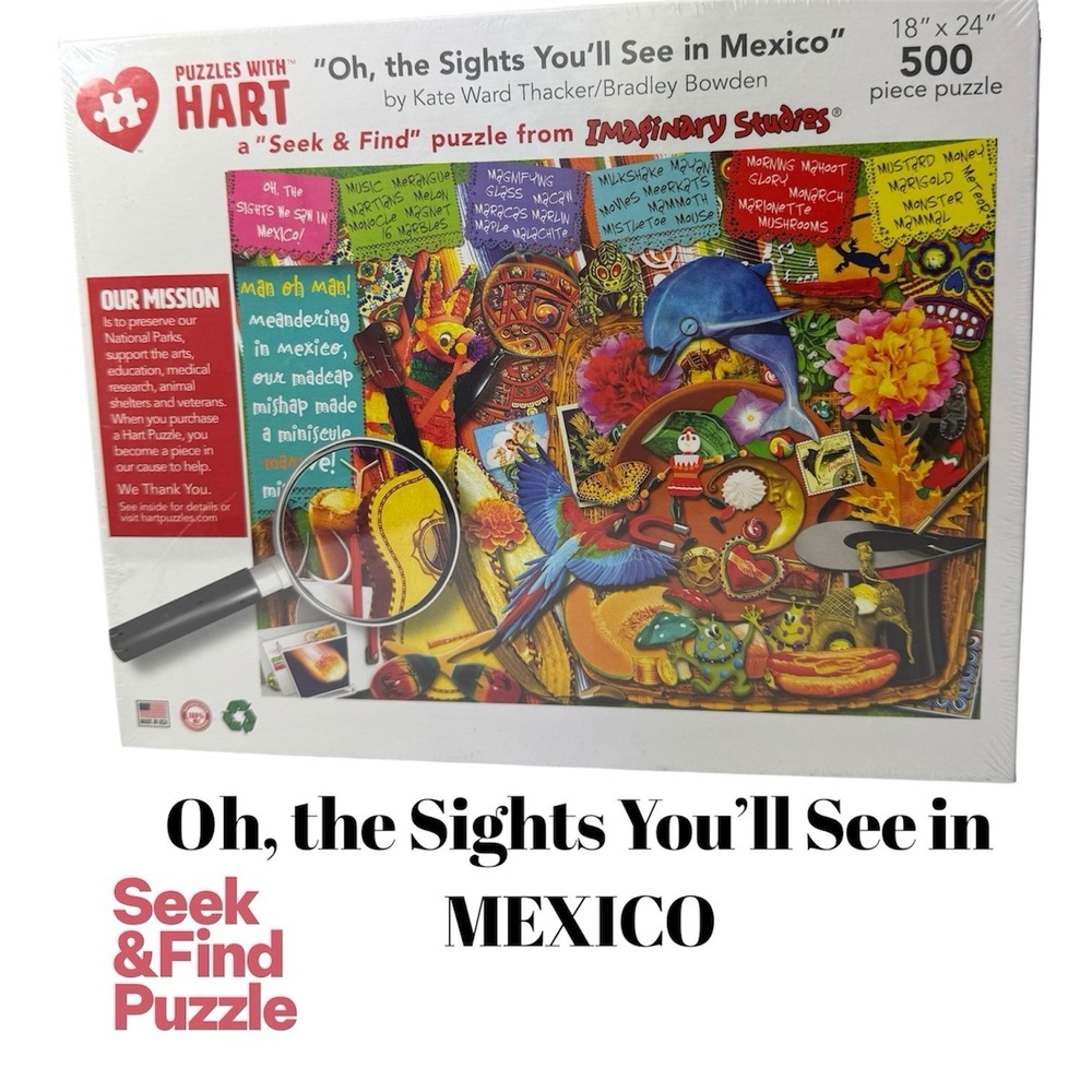NEW Sealed Puzzles With Hart Mexico Seek & Find Puzzle 500 Pc 18" X 24" Sights